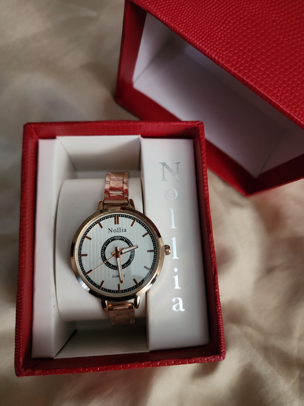 Nollia Rose Gold Women’s Bracelet Watch with White Dial